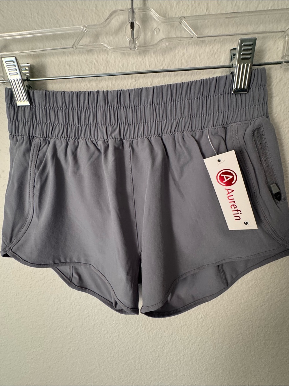 NWT Aurefin Ladies Slate Gray Lightweight Athletic Shorts